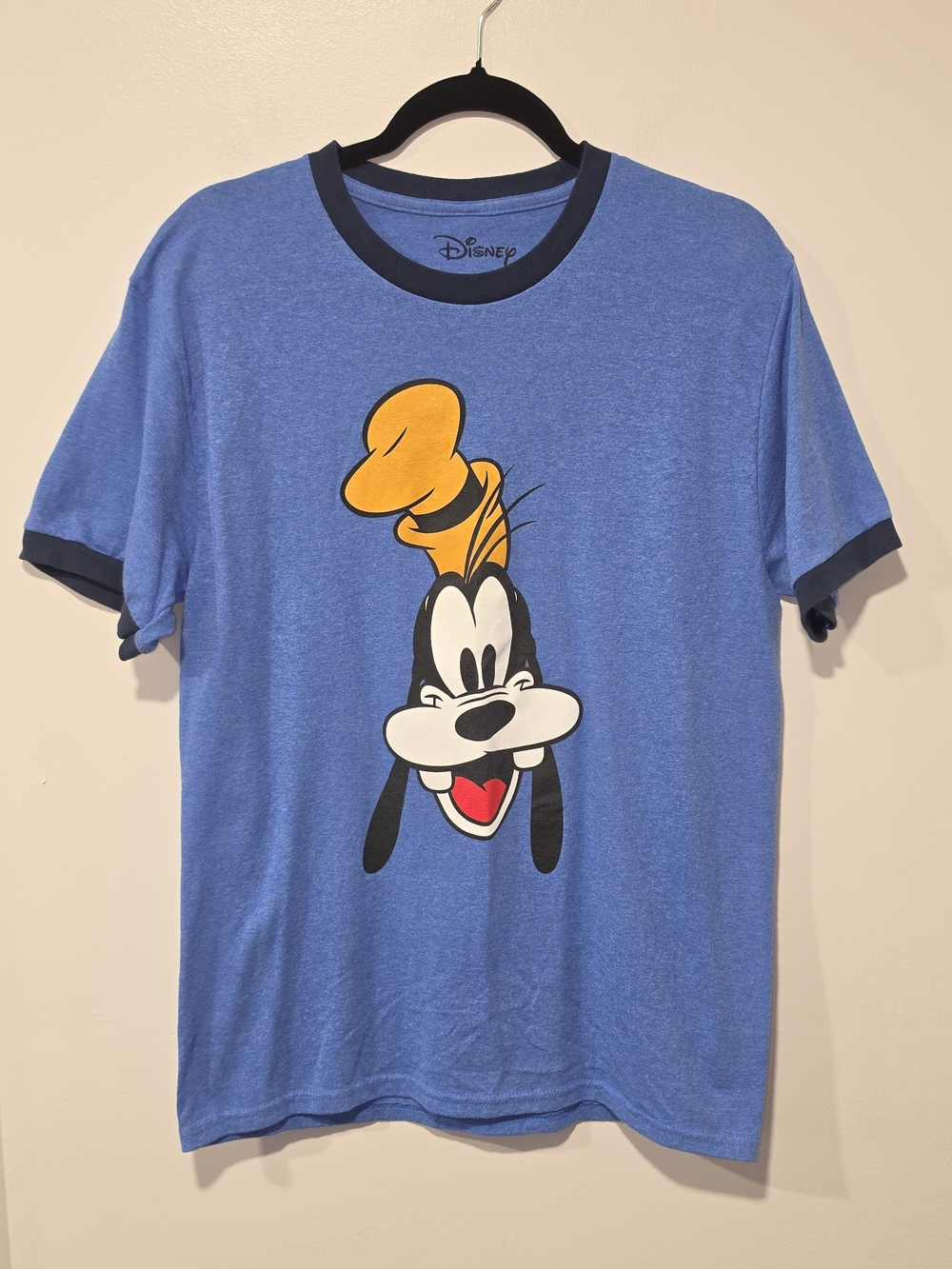 Disney Goofy Graphic Ringer Short Sleeve Blue T-Shirt Mens Size Medium